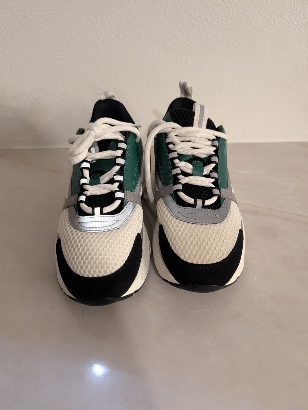Dior Chunky Green and White Lace-Up Sneakers